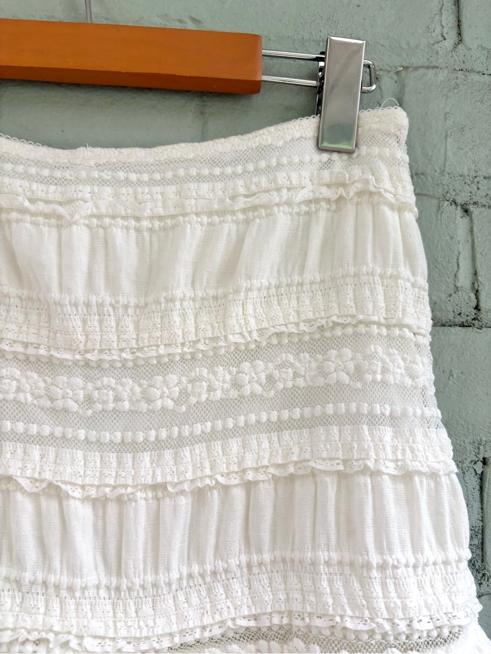 White Ruffled Mini Skirt - Picture 8 of 9